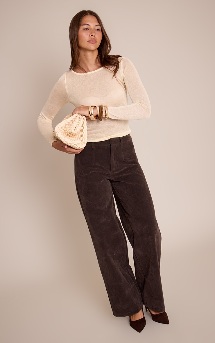 Butter Cream Sheer Knit Long Sleeve Top image 3
