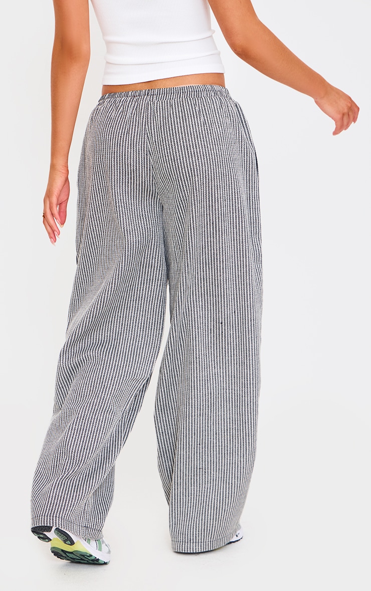 Black Stripe Soft Woven Boxer Waistband Straight Leg Pants image 3