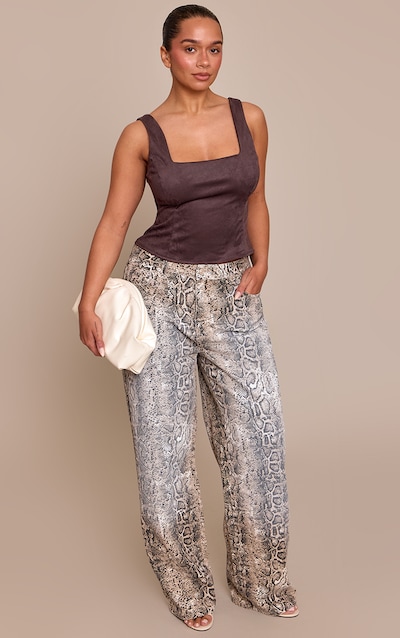 Shape Snake Print Denim Wide Leg Jeans