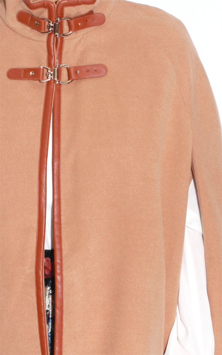 Renata Beige Buckle Cape Coat Knitwear PrettyLittleThing