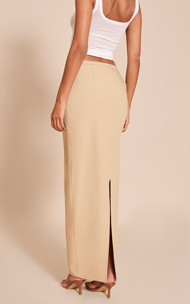 Tall Sage Green Woven Belted Column Maxi Skirt image 3