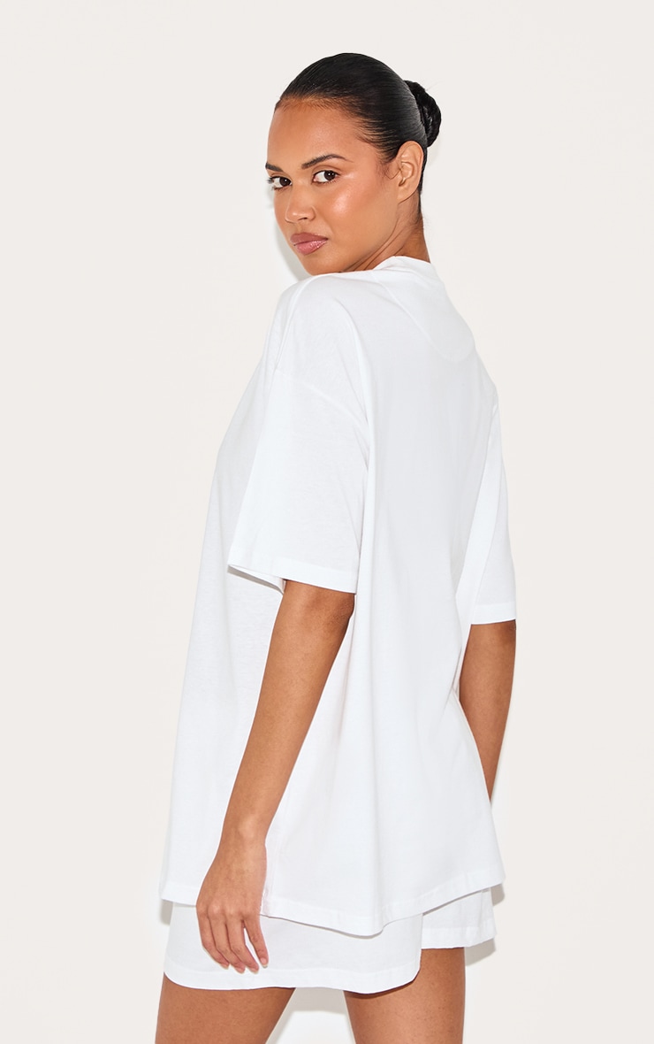 T-shirt oversize en coton blanc à épaules carrées image 2