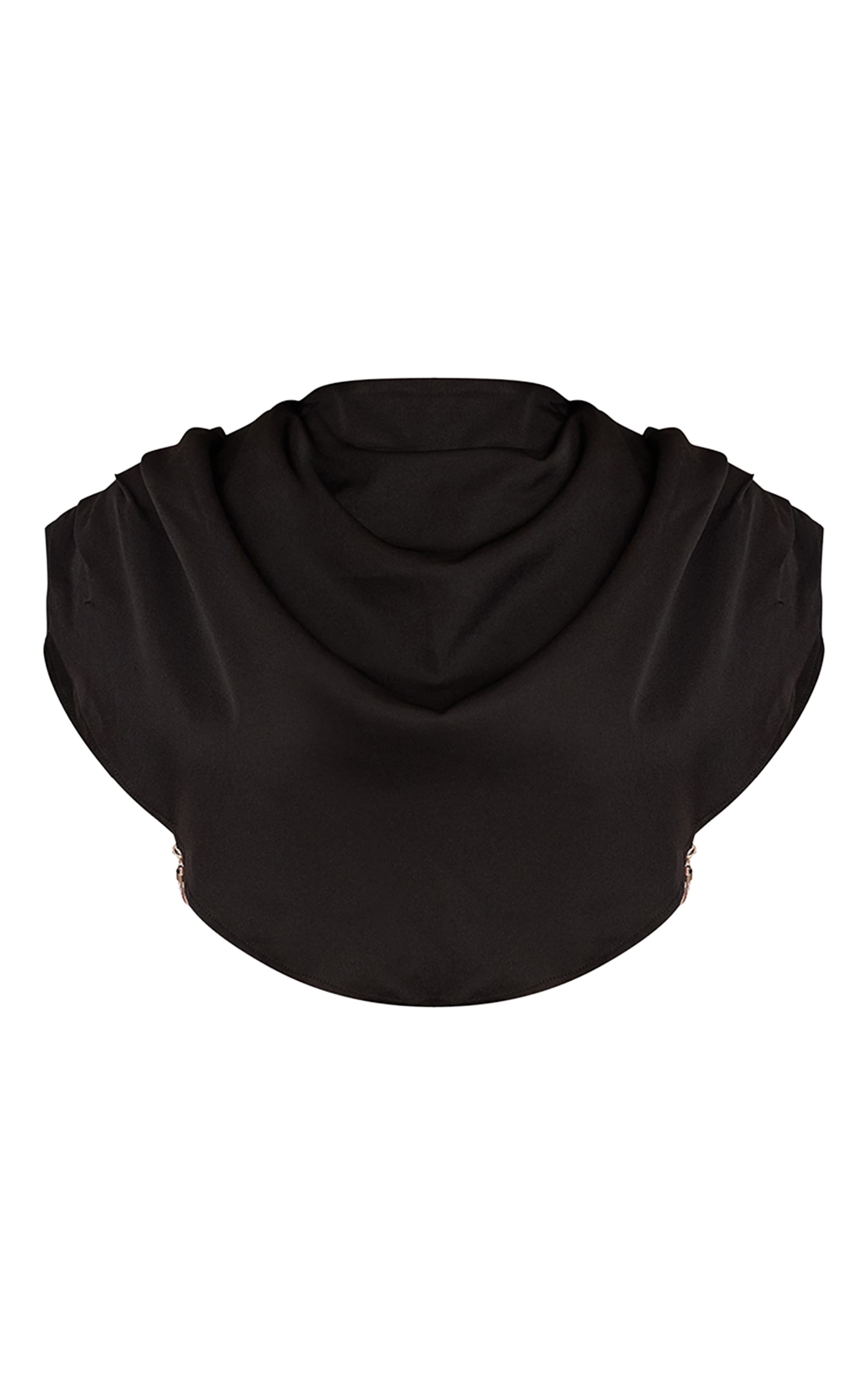 Black Woven Diamante Draped Front High Neck Top image 5