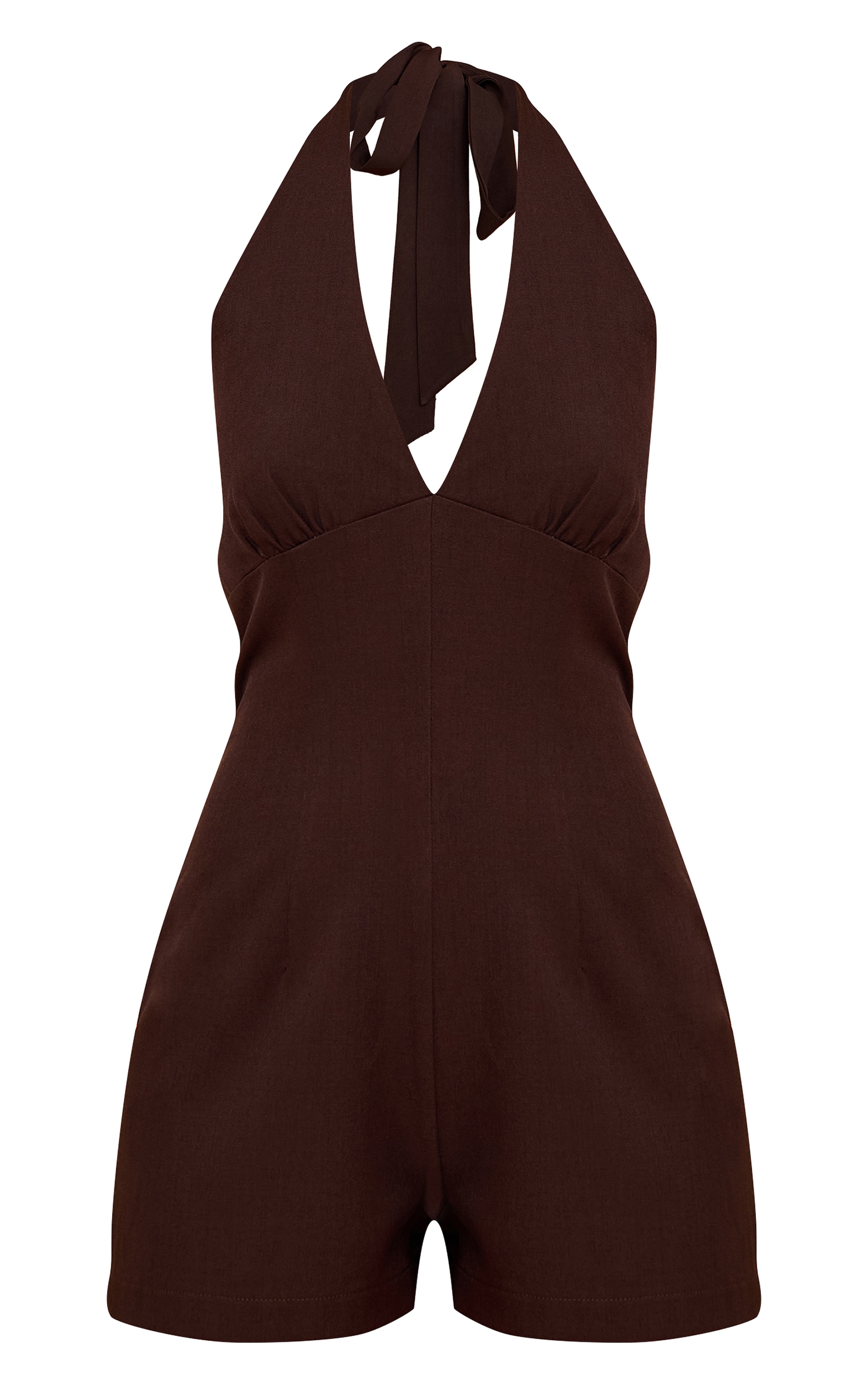 Chocolate Woven Halterneck Tailored Short Playsuit image 5