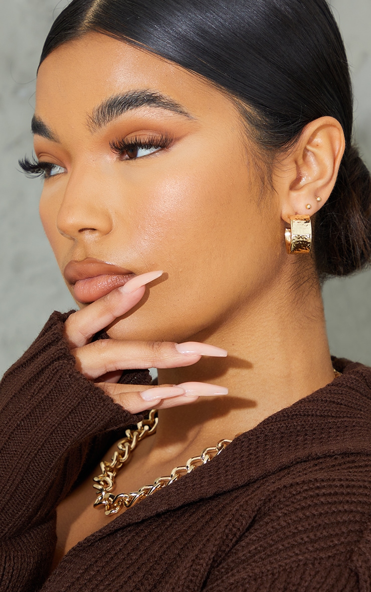 Gold Mini Chunky Hammered Hoop Earrings