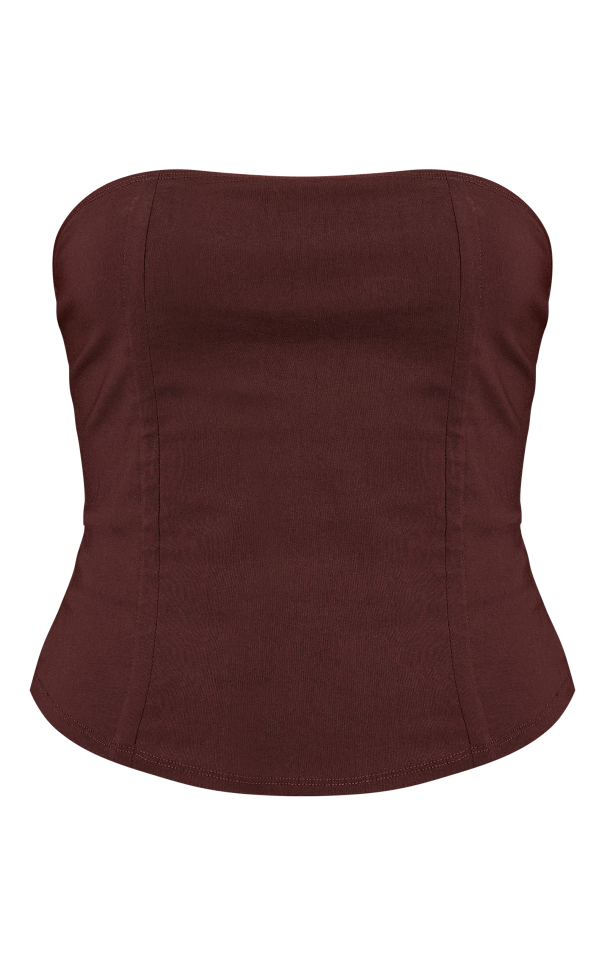 Dark Brown Stretch Woven Bandeau Corset image 5