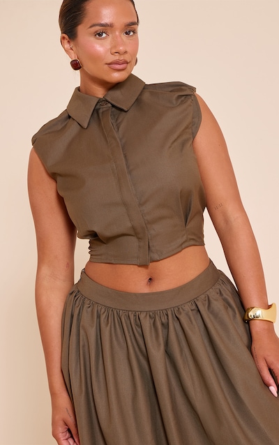 Shape Mocha Sleeveless Cinched Waist Shirt
