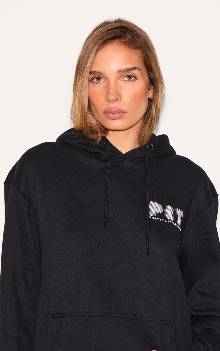 PRETTYLITTLETHING Black Printed Oversized Hoodie image 4