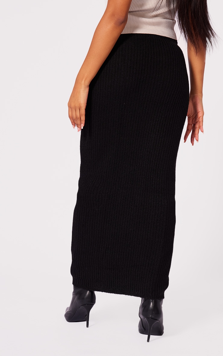 Black Luxe Knit Low Rise Midaxi Skirt image 3