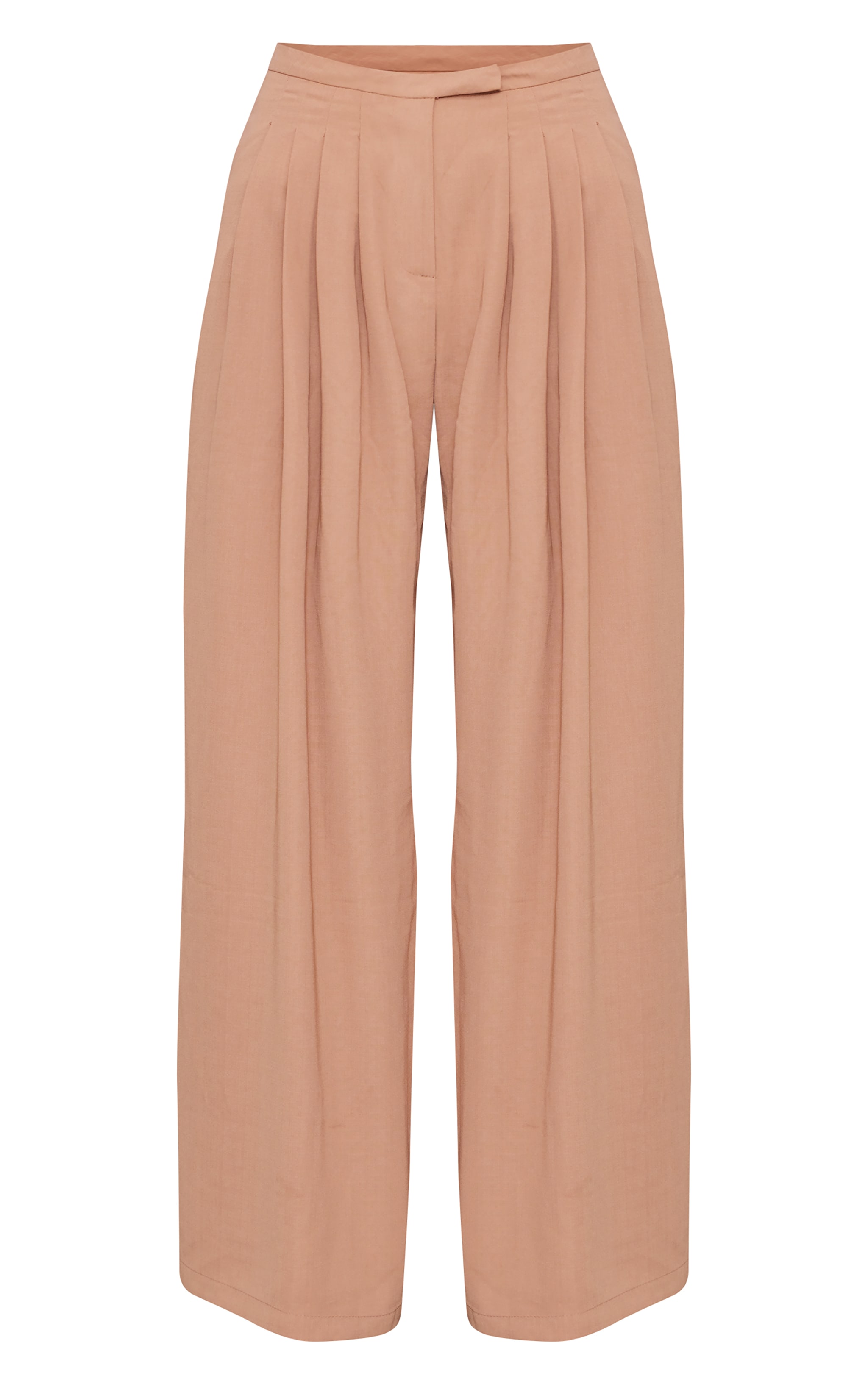 Taupe Pintuck Detail Wide Leg Tailored Pants image 5