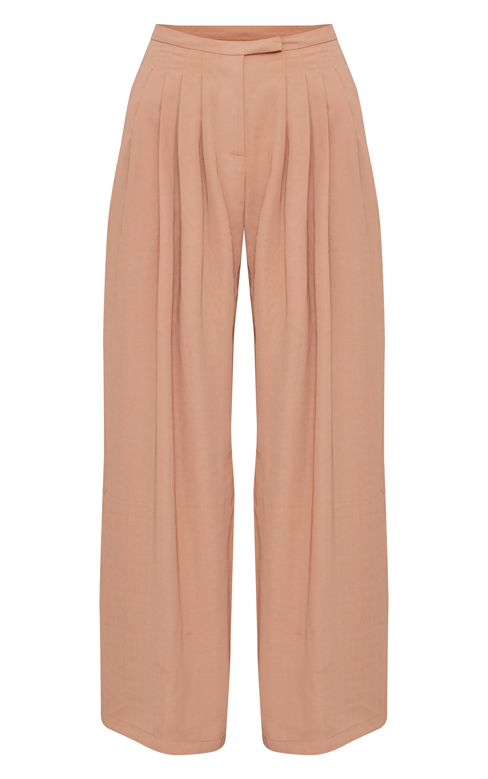 Taupe Pintuck Detail Wide Leg Tailored Trousers image 5