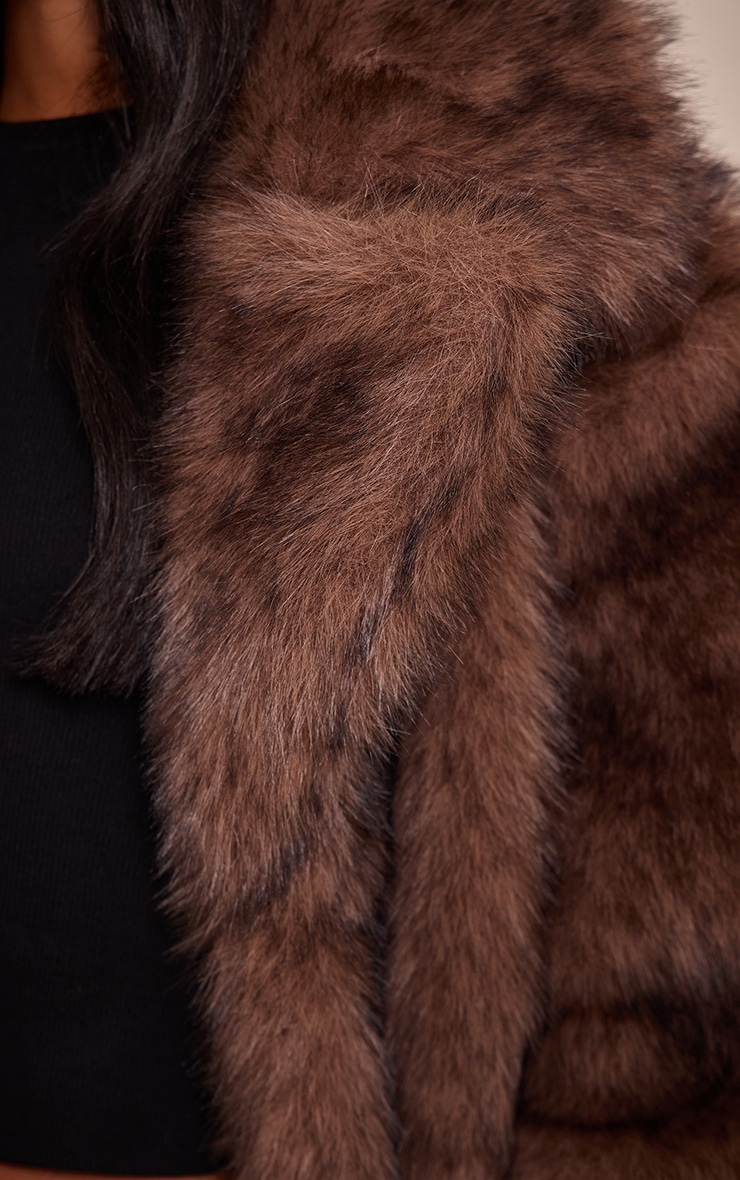 Tall Brown Oversized Midi Faux Fur Coat image 4