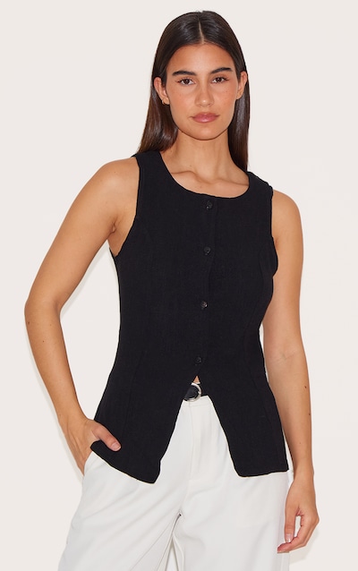 Gilet sans manches long en bengaline noire