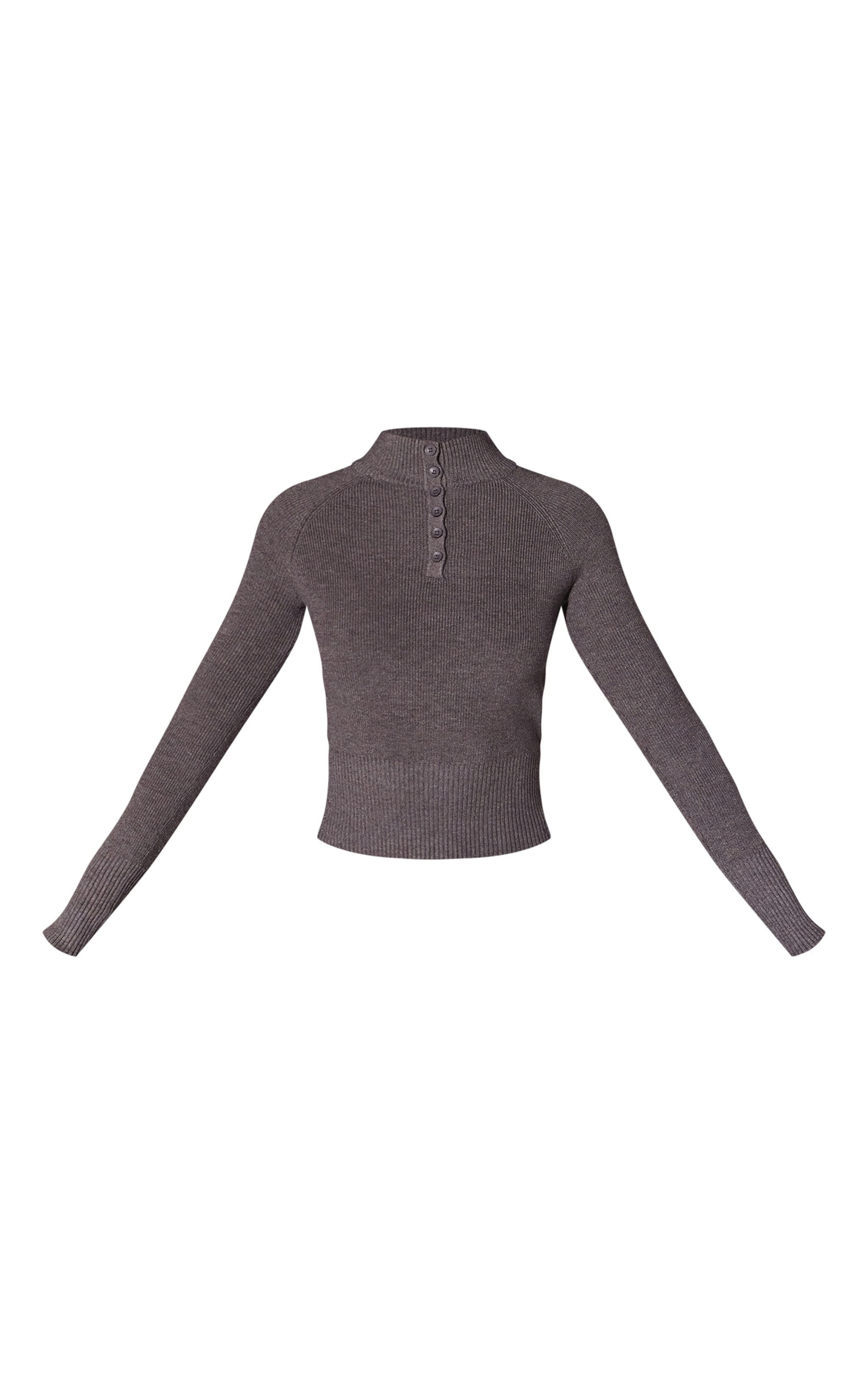 Grey Ribbed Knit Cinched Waist Polo image 5