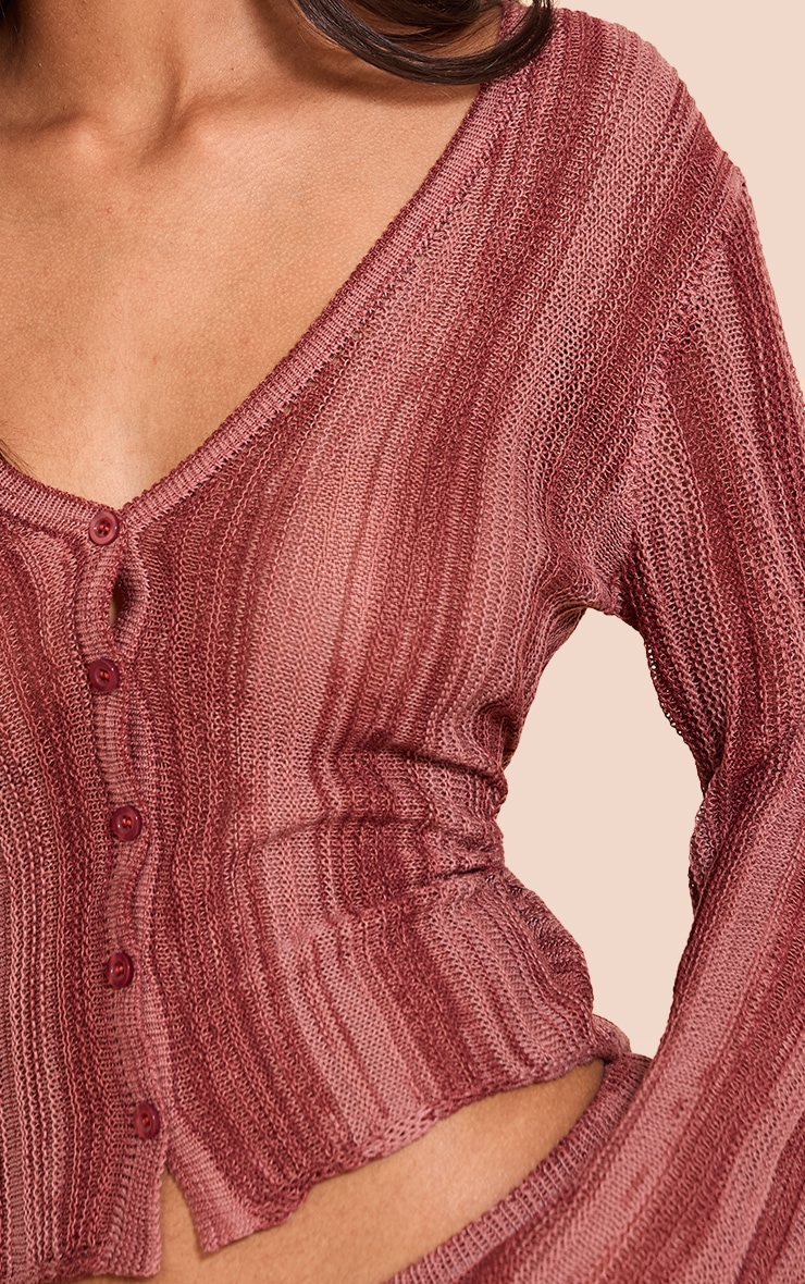 Petite Blush Rose Stripe Knit Cardigan image 4