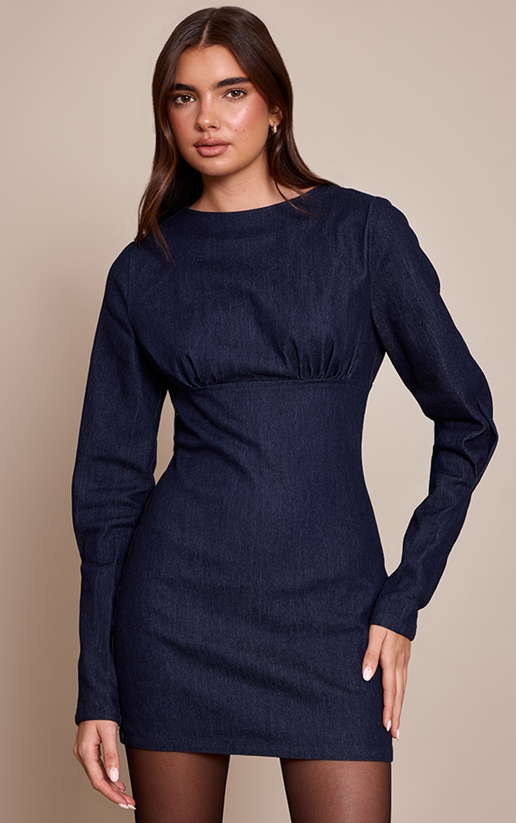 Indigo Blue Long Sleeve Bodycon Dress image 1
