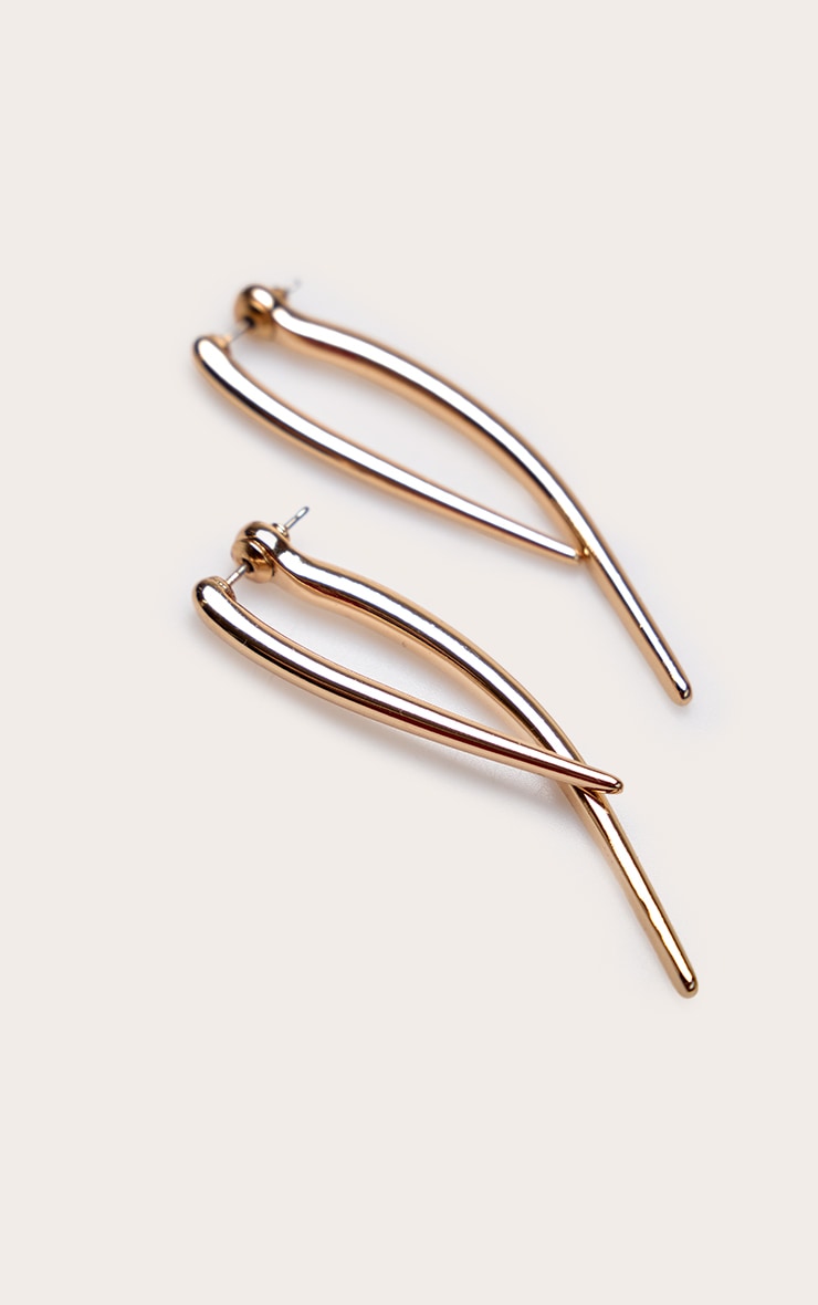 Créoles pointues lisses dorées image 3