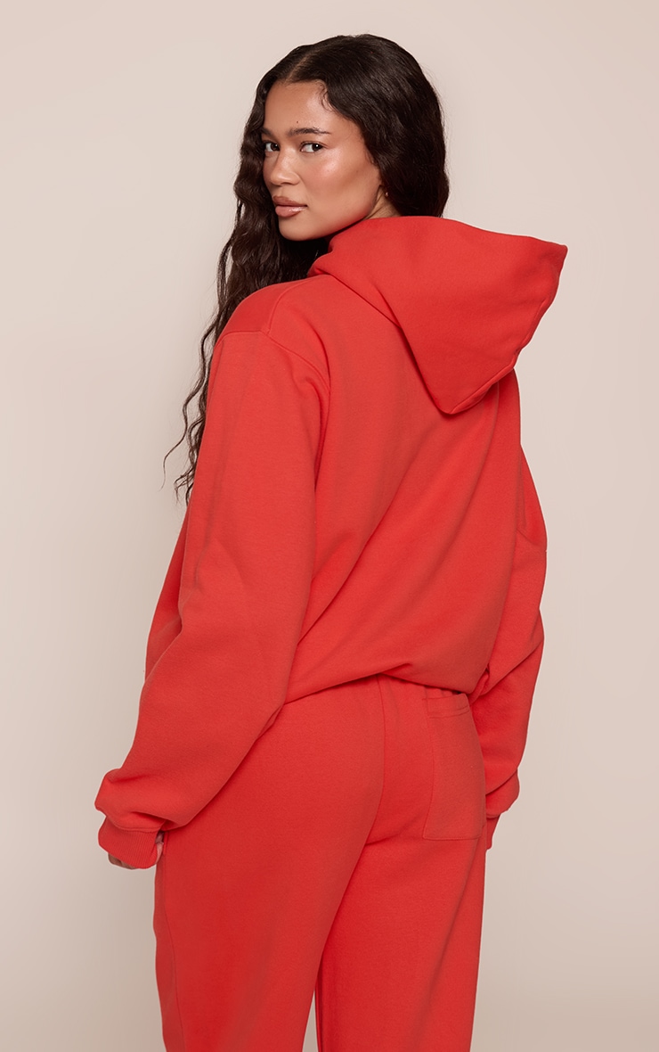 Hoodie pullover oversize en coton polaire rouge brodé "PLT Sport" image 2