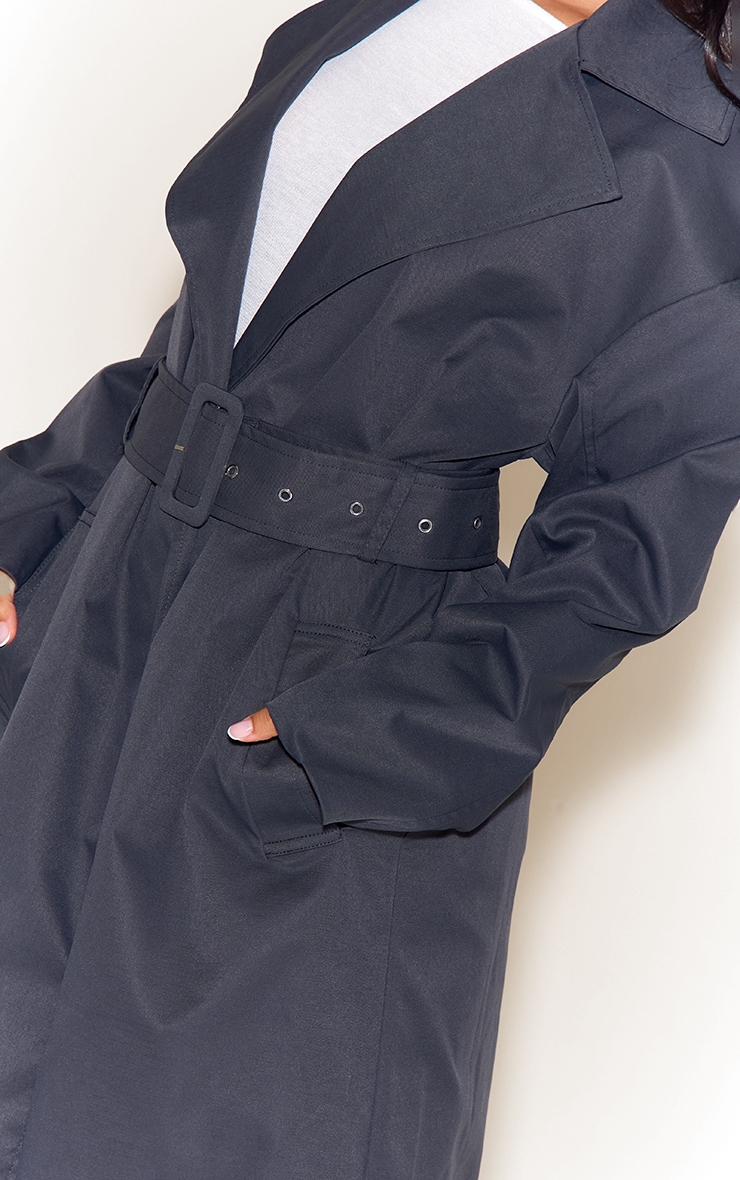 Petite Charcoal Tie Waist Trench Coat image 4