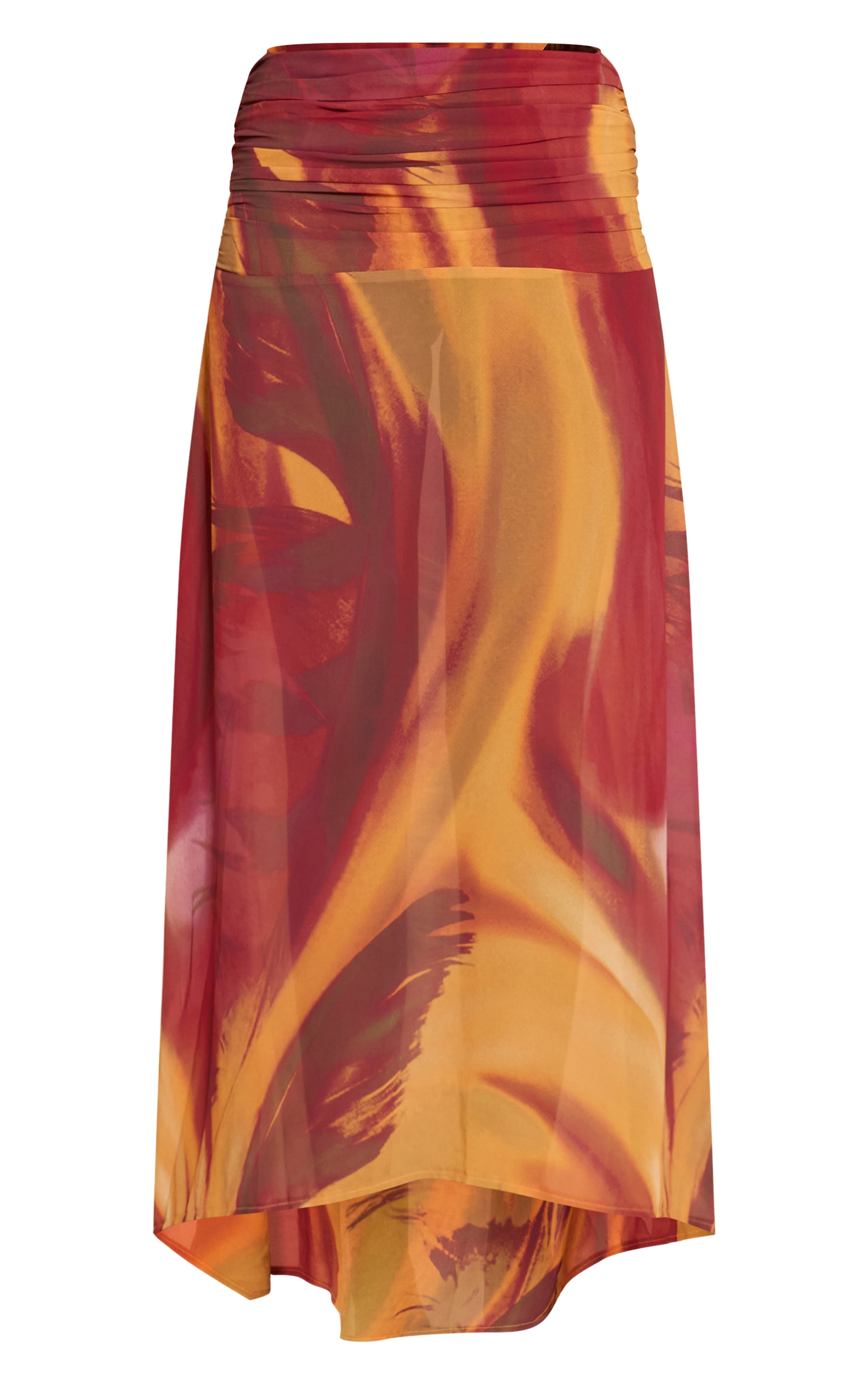 Multi Abstract Printed Chiffon Ruched Maxi Skirt image 5