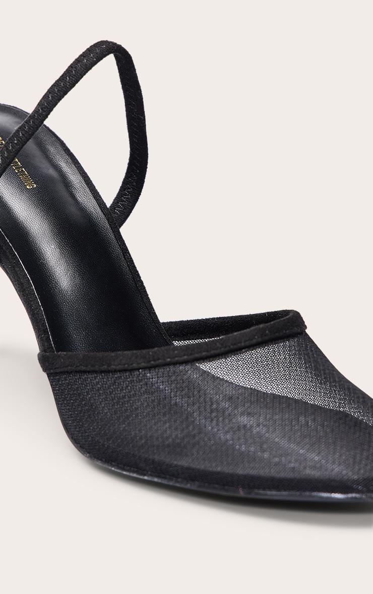 Black Mesh Round Toe Sling Back image 5