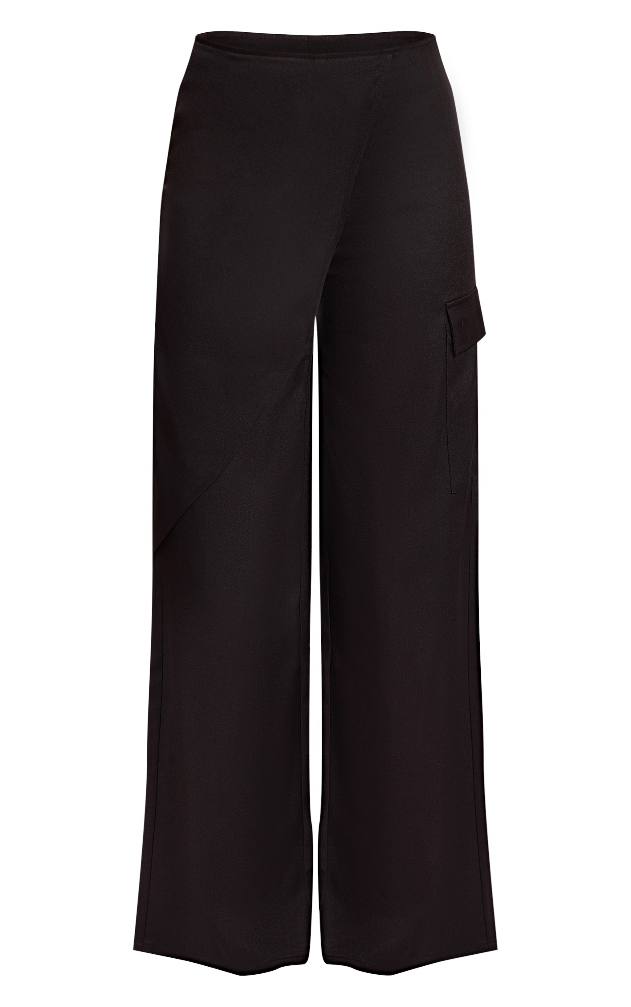 Tall Black Woven Wrap Detail Cargos  image 5