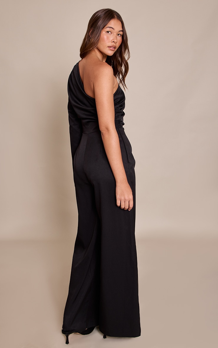 Black Woven Tailored One Sleeve Jumpsuit image 2