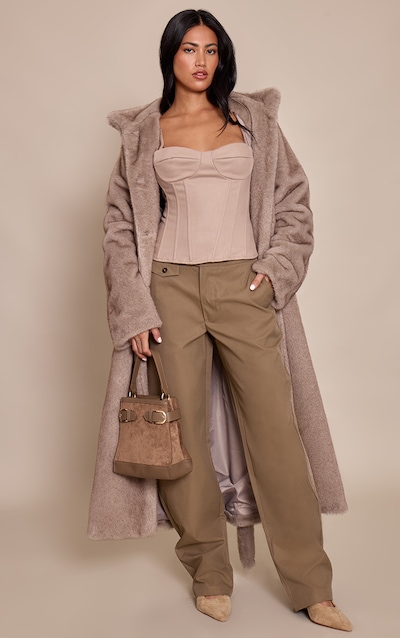 Pantalon ballon tissé kaki à boutons