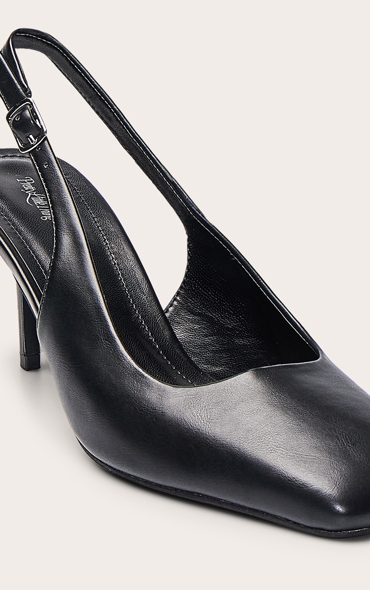 Black Square Toe Sling Back image 5
