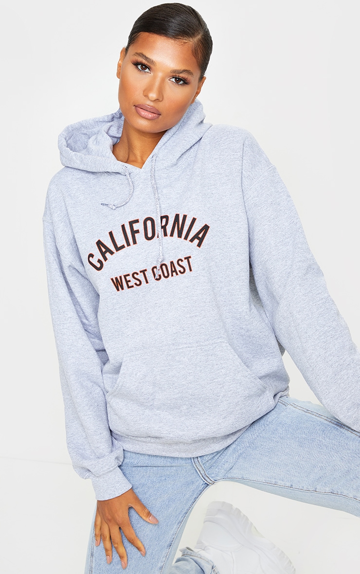 Hoodie gris clair oversize à slogan California