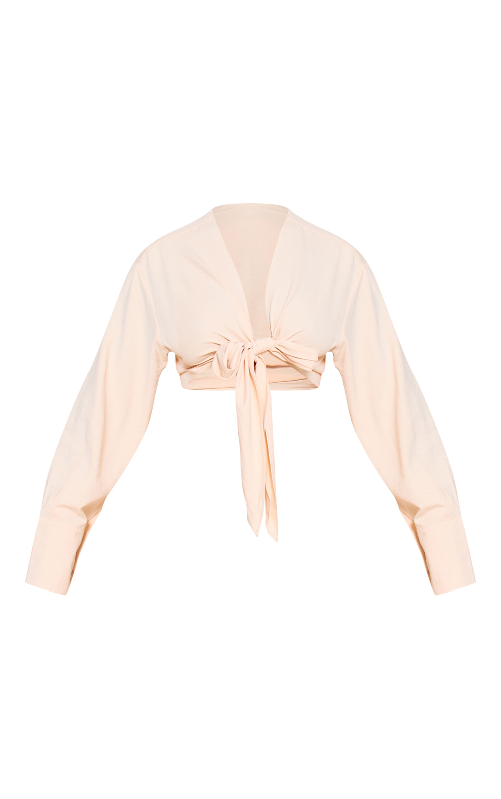 Shape Butter Cream Hammered Satin Front Tie Shirt image 5