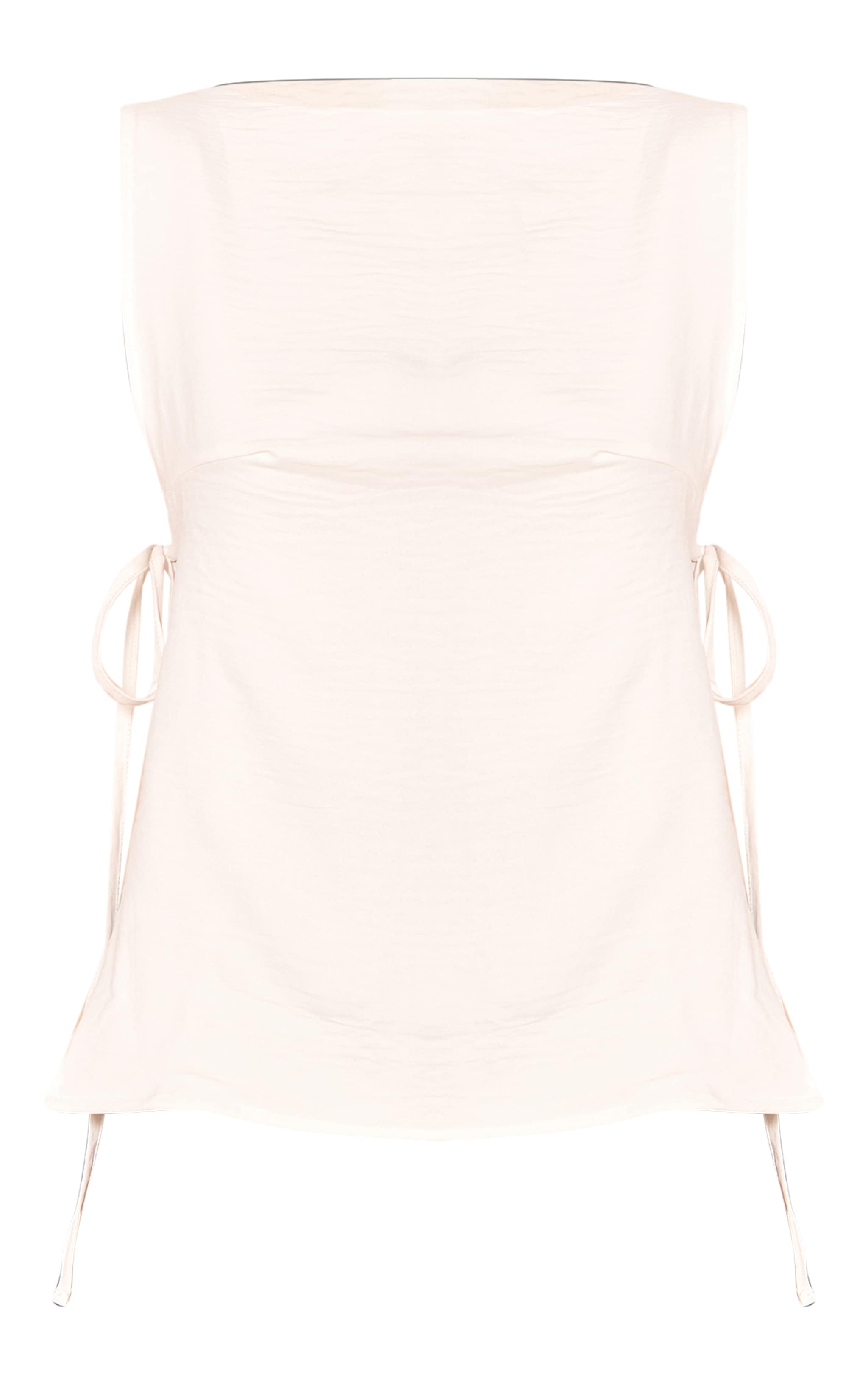 Cream Woven Tie Side Detail Long Top image 5