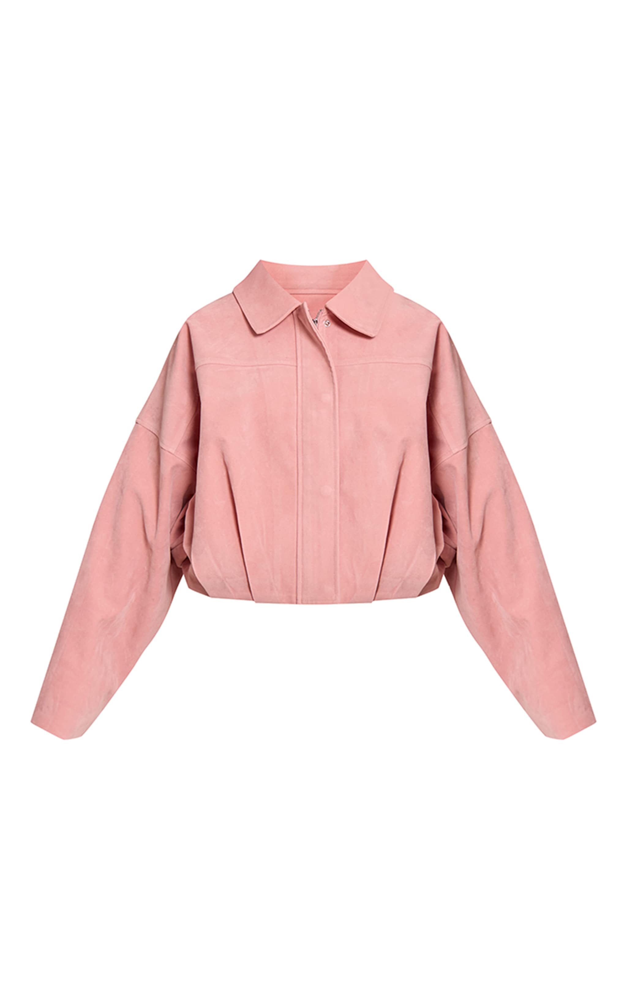 Dusty Pink Faux Suede Covered Placket Bomber Jacket image 5