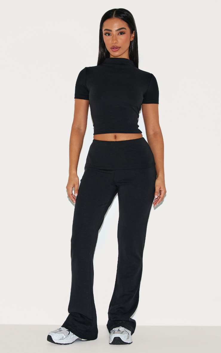 Petite Black Modal Cap Sleeve Crop Top image 3