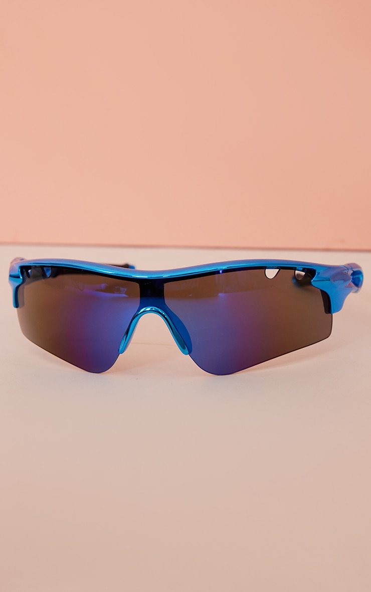 Blue Cut Out Sporty Sunglasses image 2