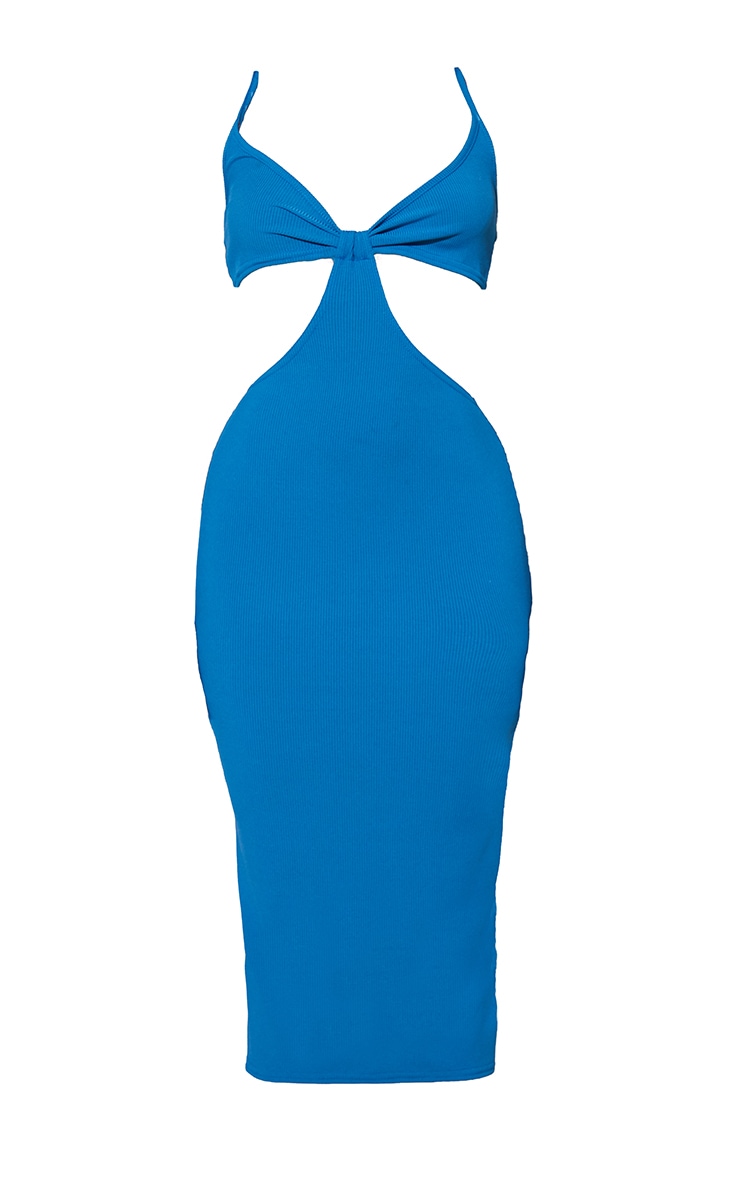 オールインワン・サロペット Dondup Fitted Blue Midi Dress With Ribbed Texture Padded V-neck Fit & Flare Midaxi Dress | Love, Bonito INTL