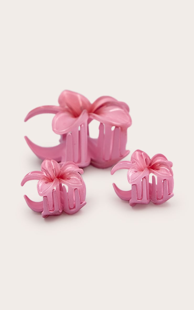 Pink Gradient Lily Flower Hair Clip Set image 3