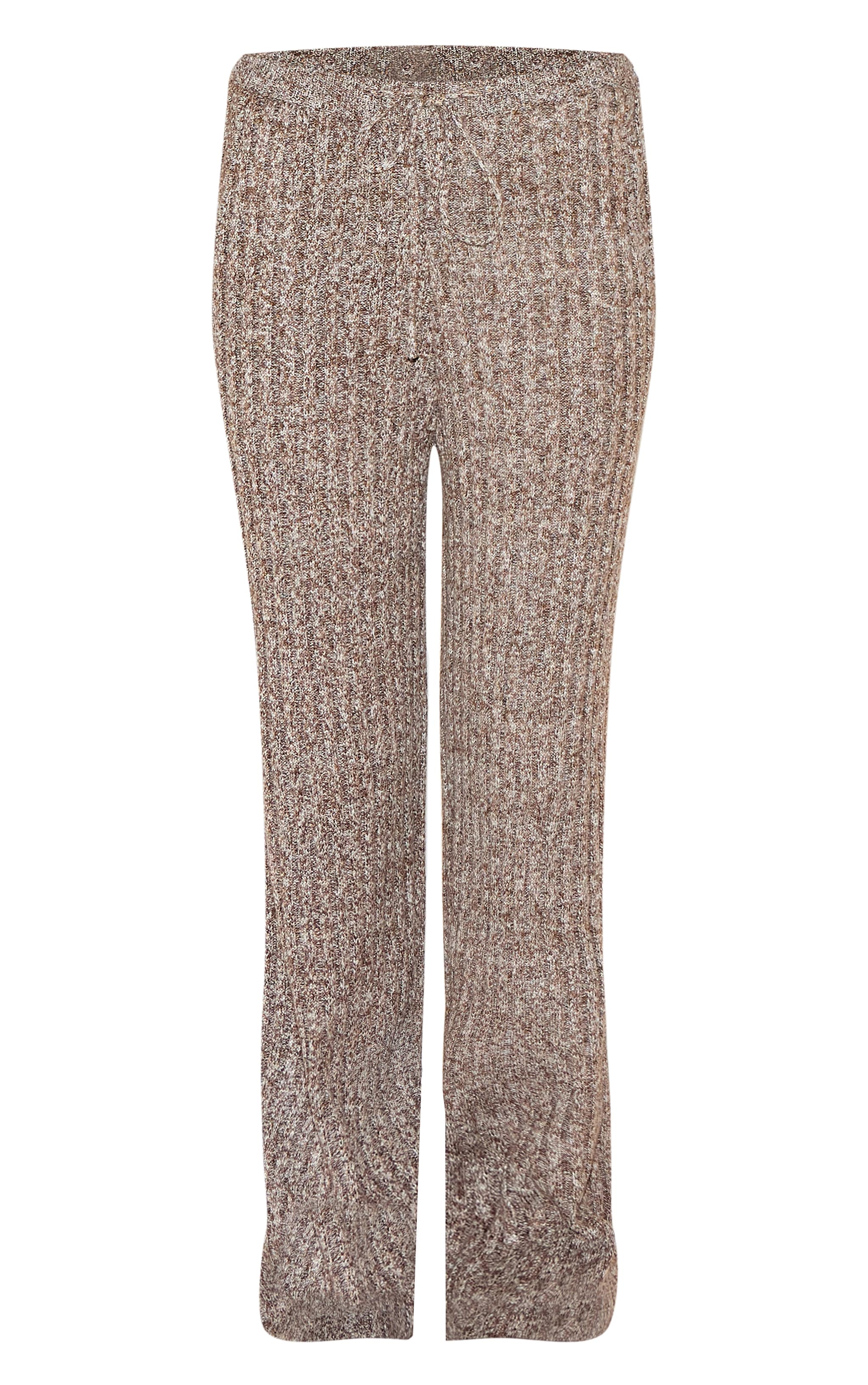 Chocolate Marl Knitted Tie Waist Pants image 5