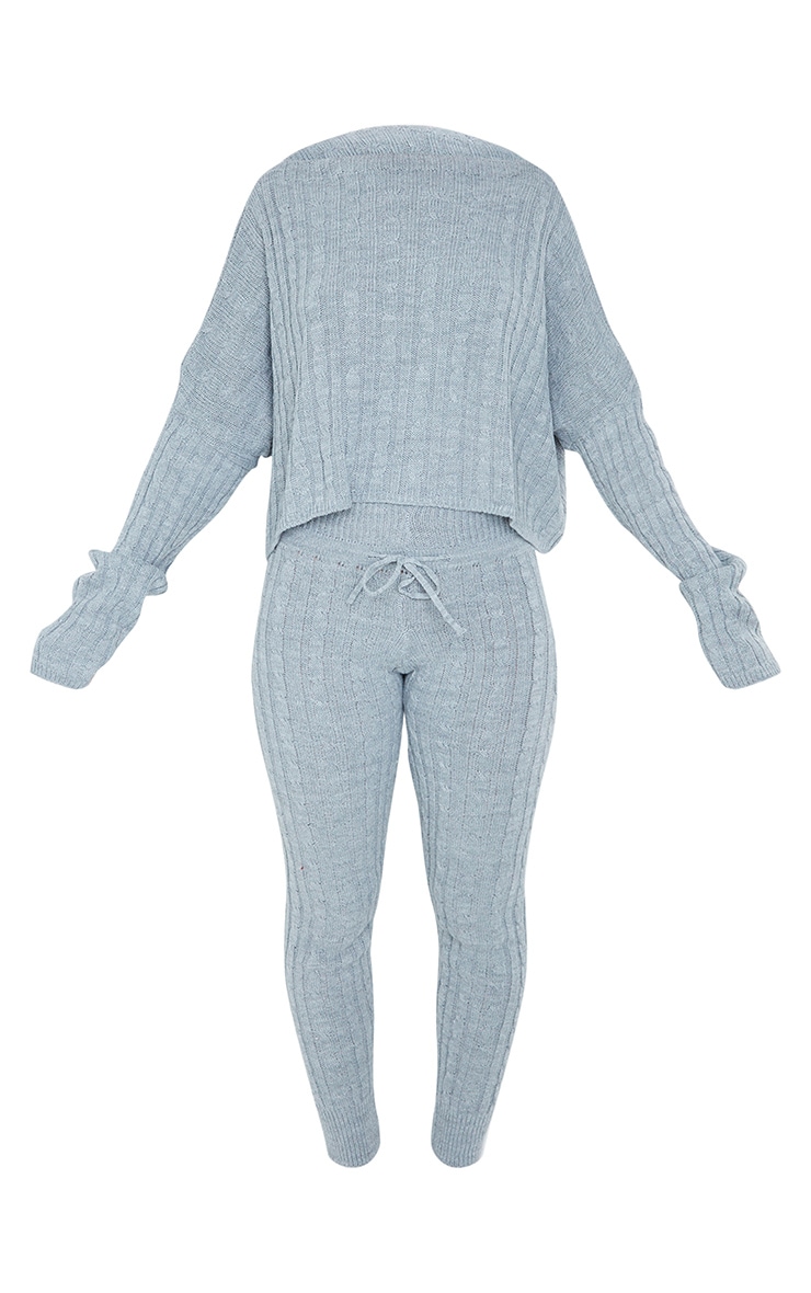 Grey cable knit crop jumper & legging set deals
