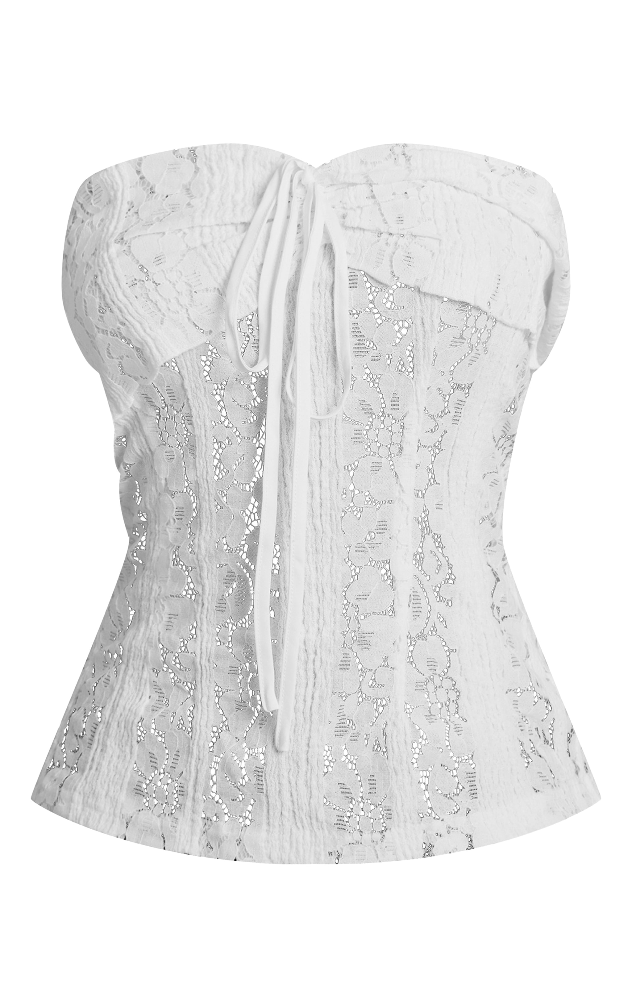 White Fitted Lace Bandeau Longline Top image 5