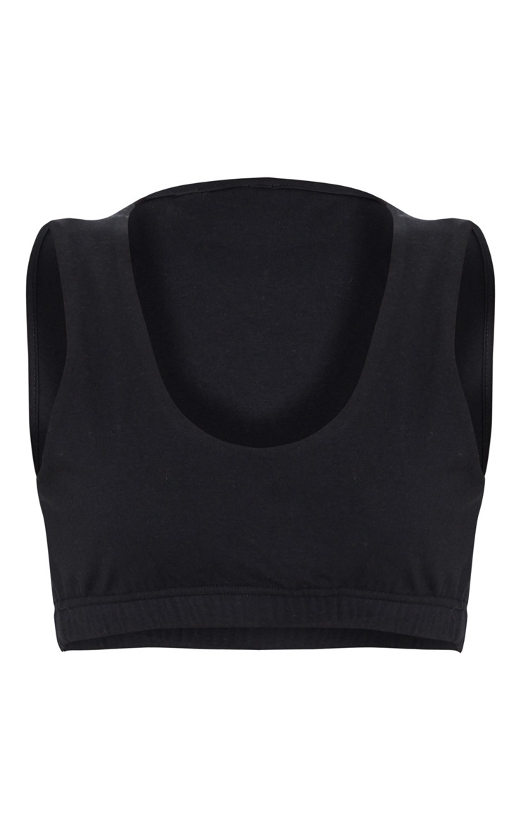 Black Scoop Neck Cotton Crop Top