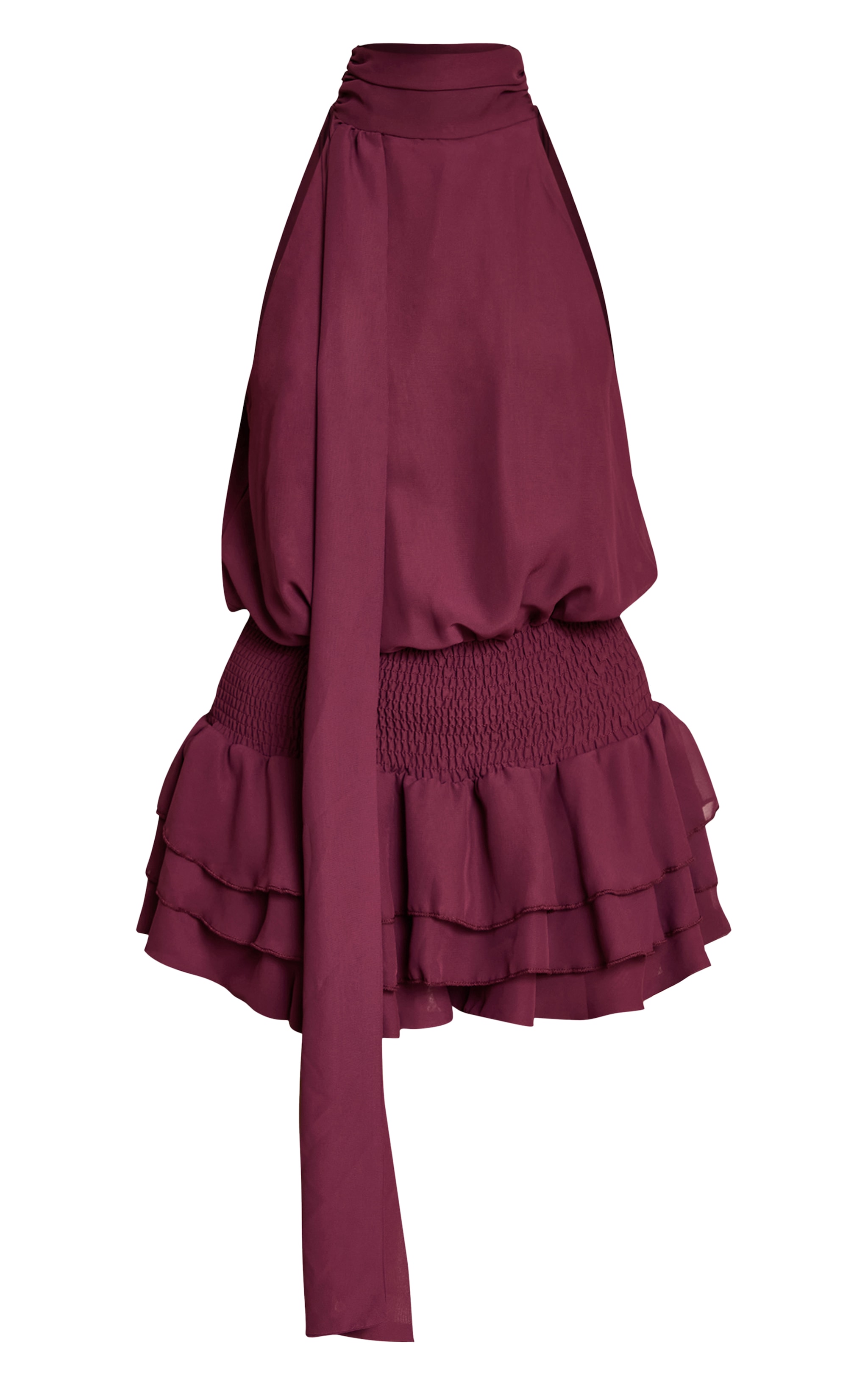 Plum Chiffon Scarf Detail Skort Romper image 5