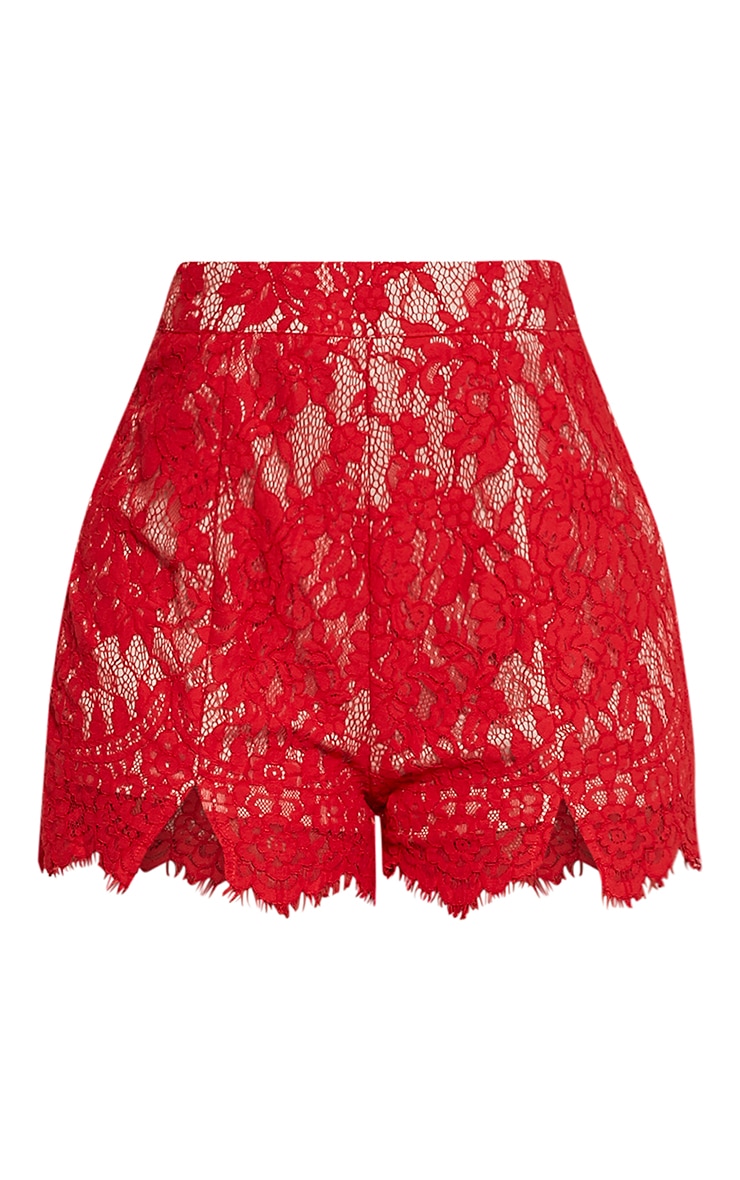Red lace shorts Clearance