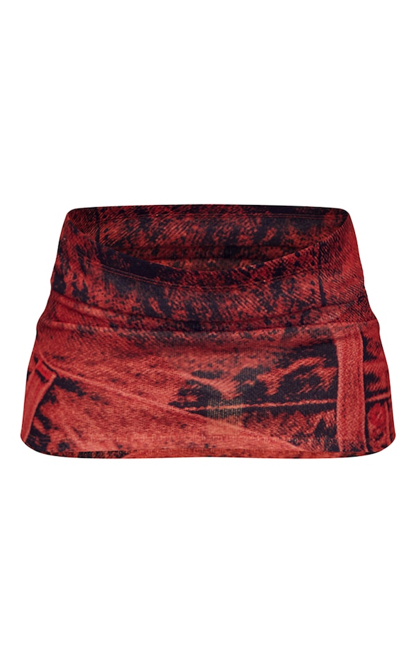 Red Print Micro Mini Skirt