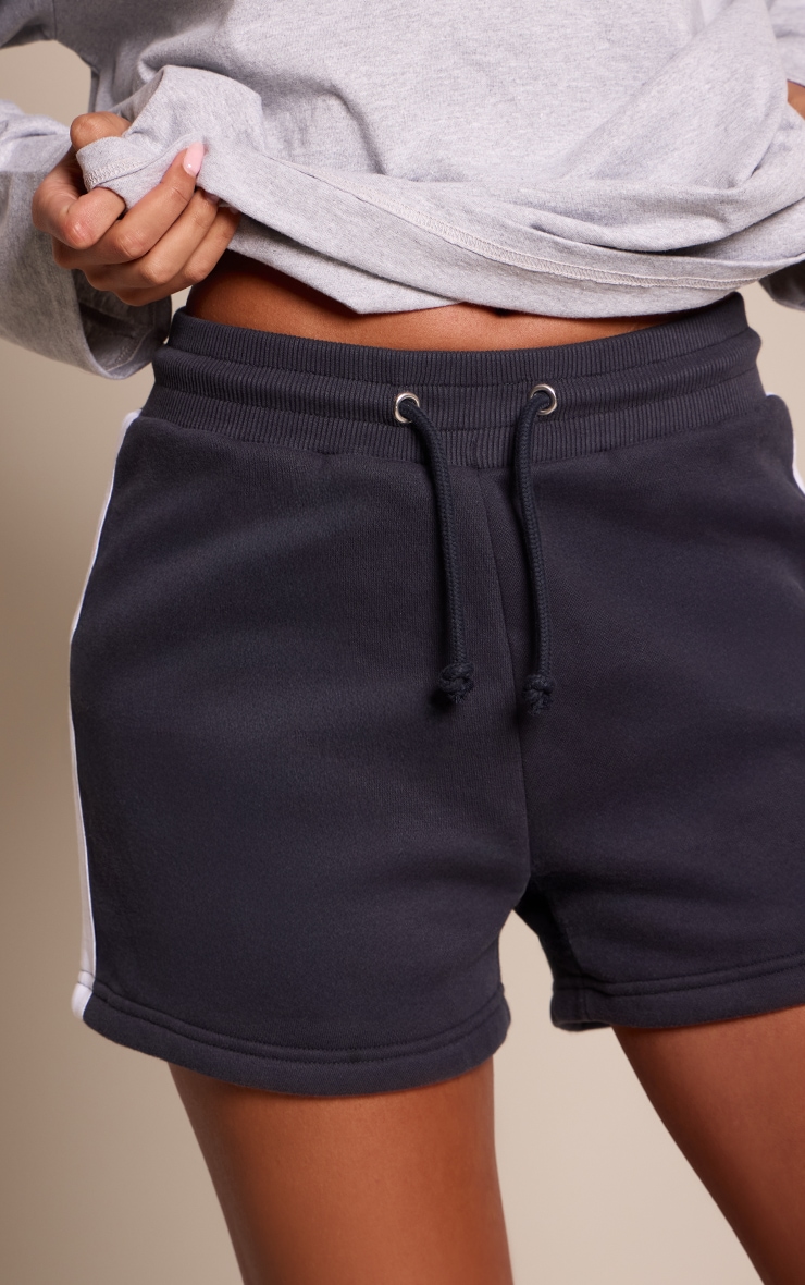 Tall Navy Side Stripe Fitted Sweat Shorts image 2