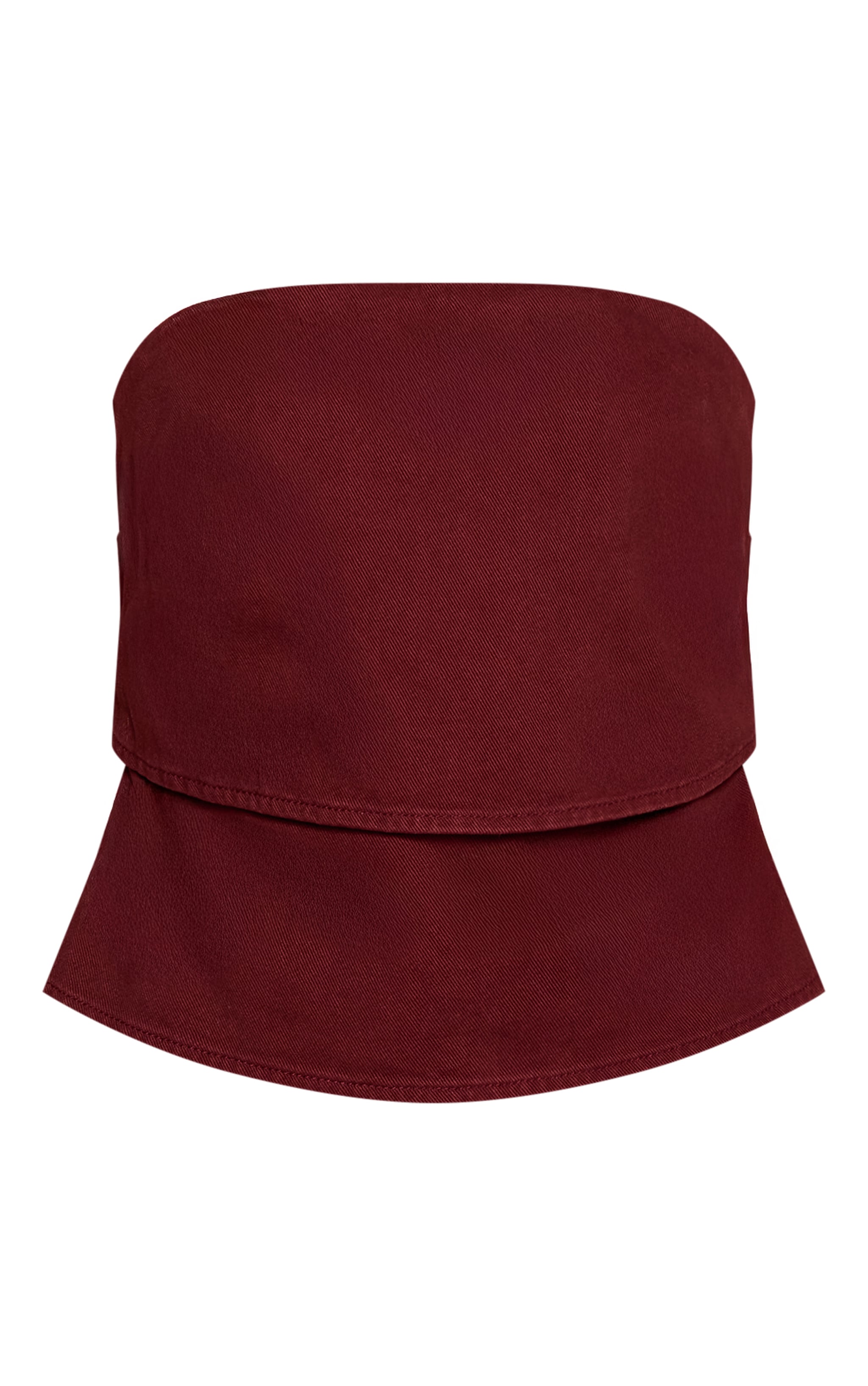 Burgundy Denim Double Layer Bandeau Top image 5