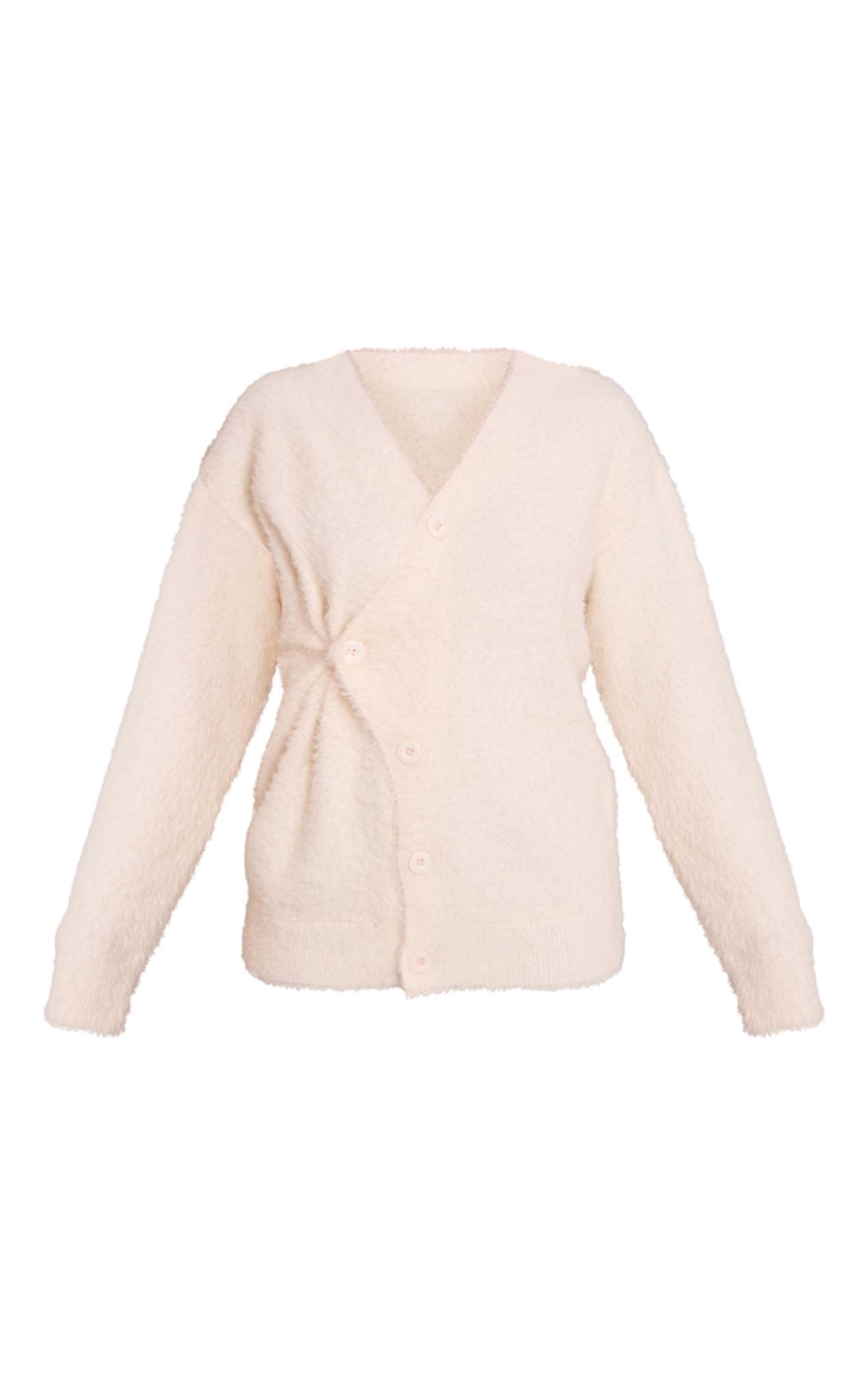 Petite Cream Asymmetric Button Up Jumper image 5