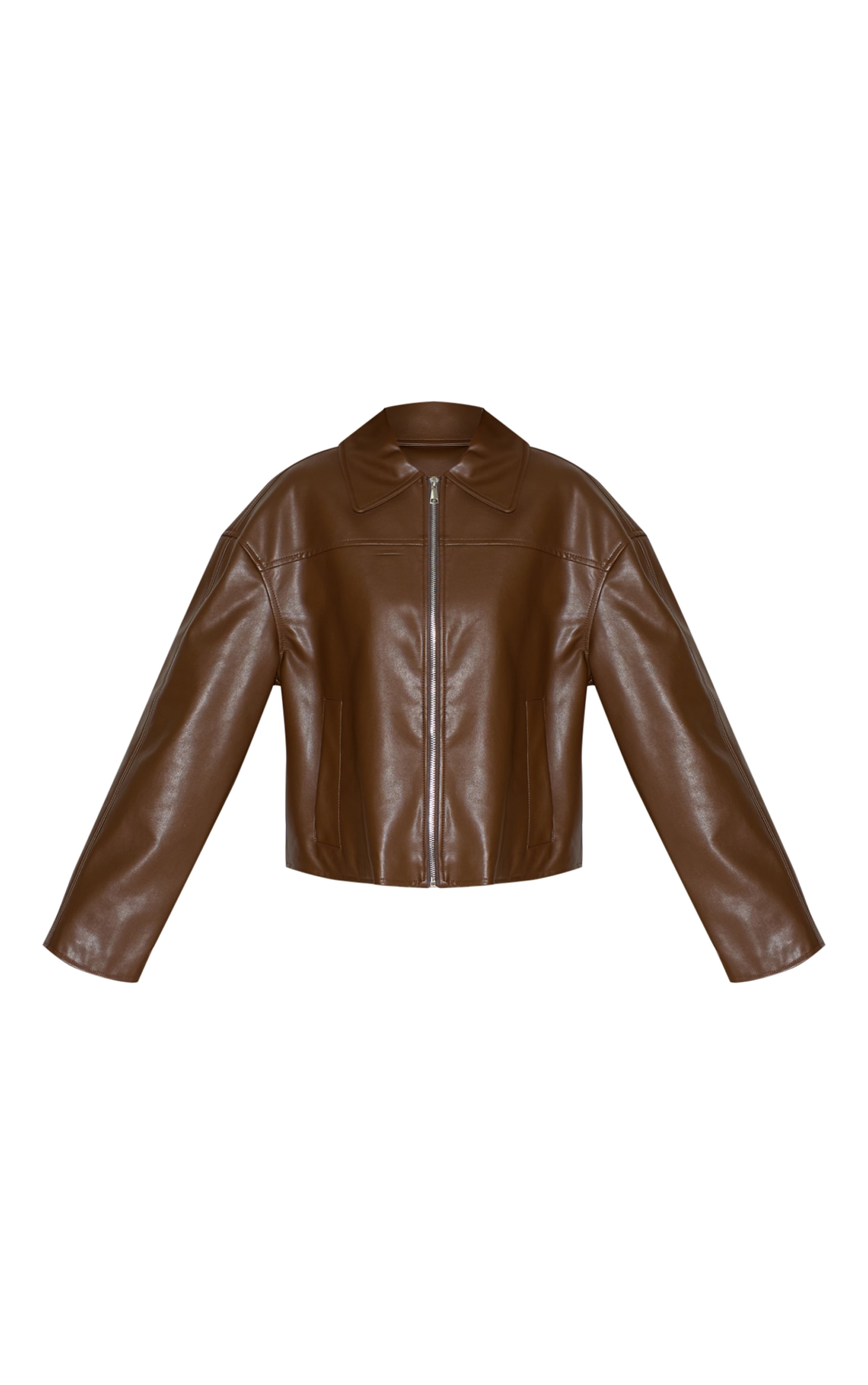 Brown Zip Through Pu Jacket image 5
