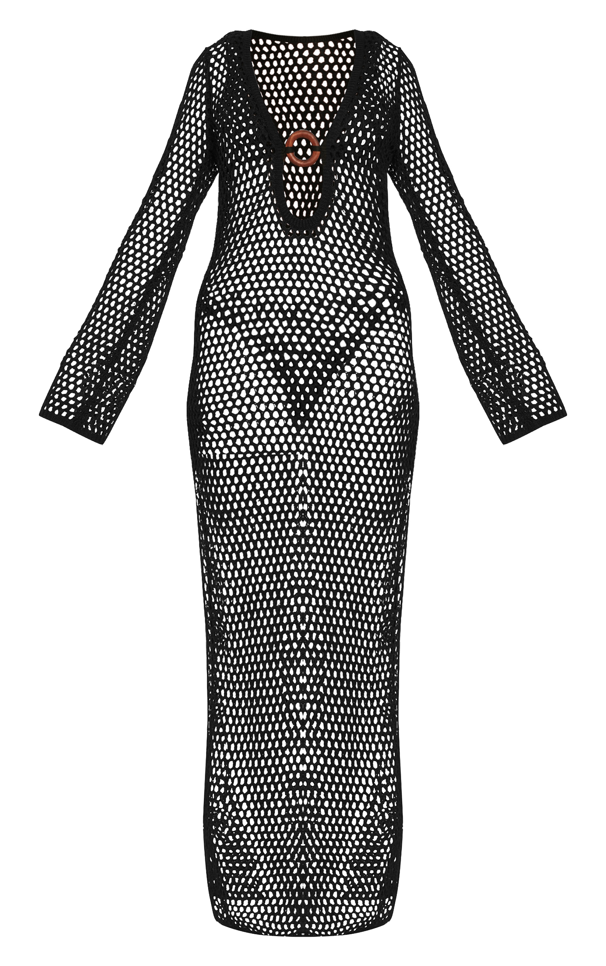 Black Crochet O Ring Maxi Beach Dress image 5