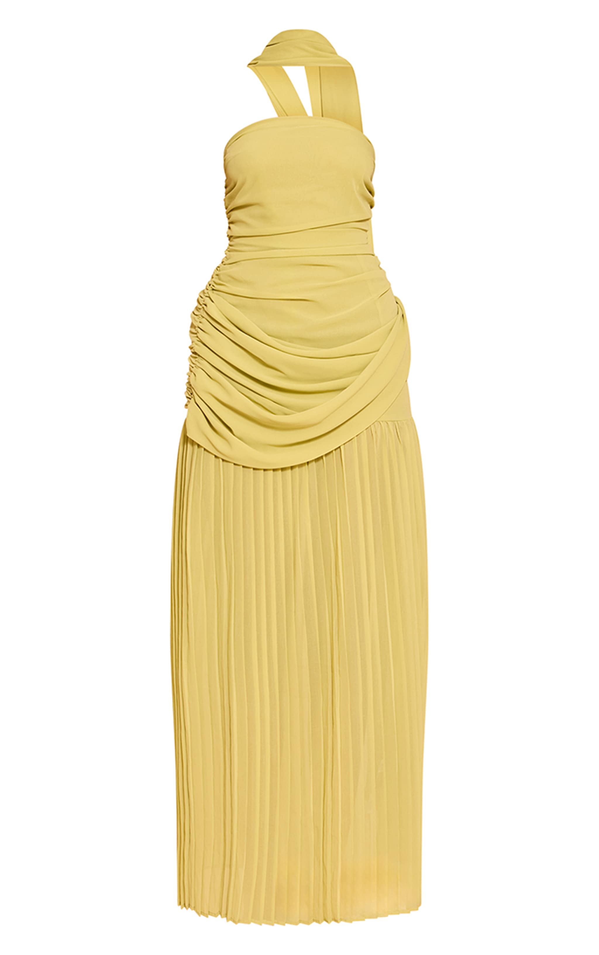 Lime Chiffon Scarf Detail Bandeau Ruched Maxi Dress image 5